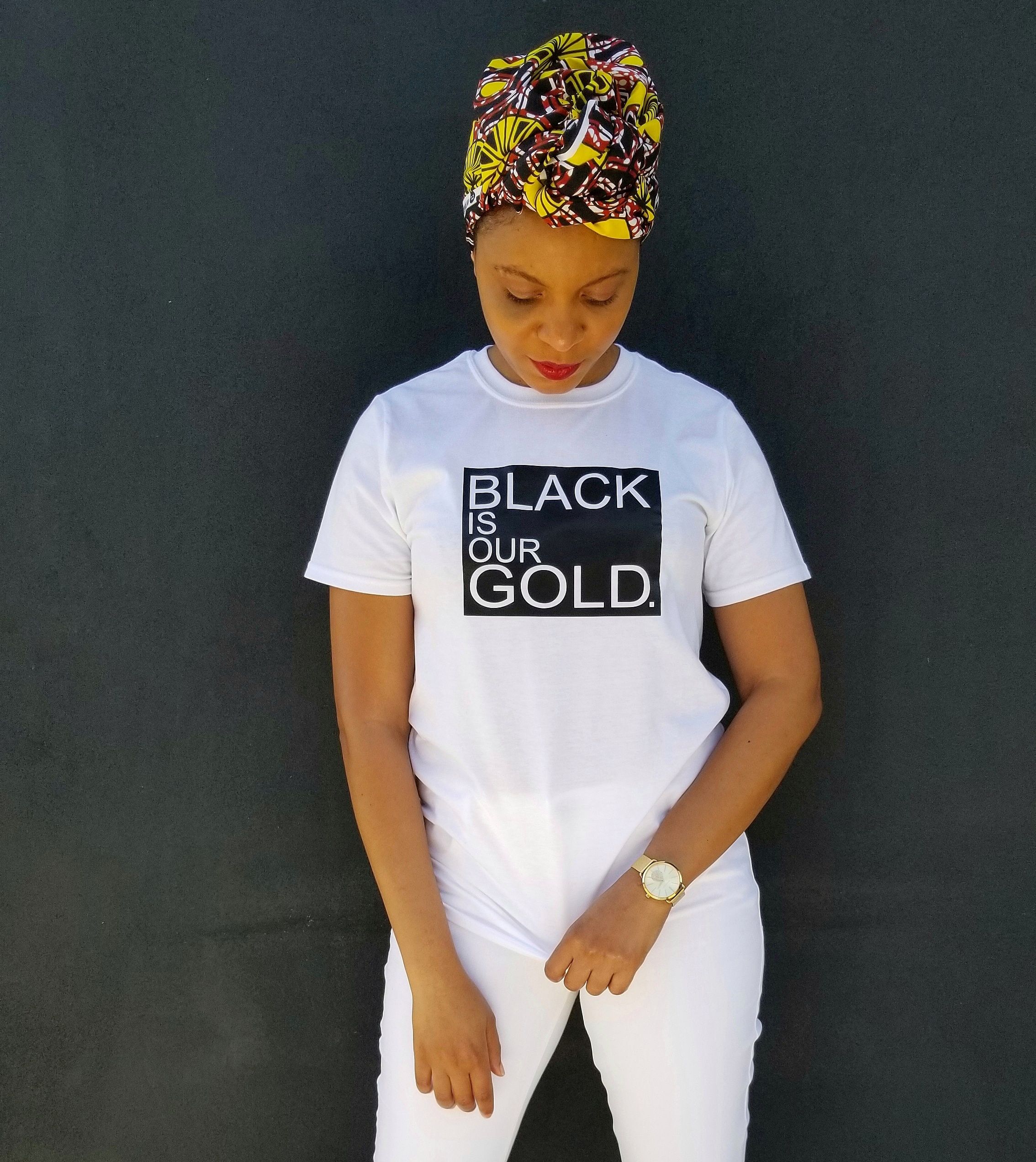 "black Is Our Gold" Logo Tee